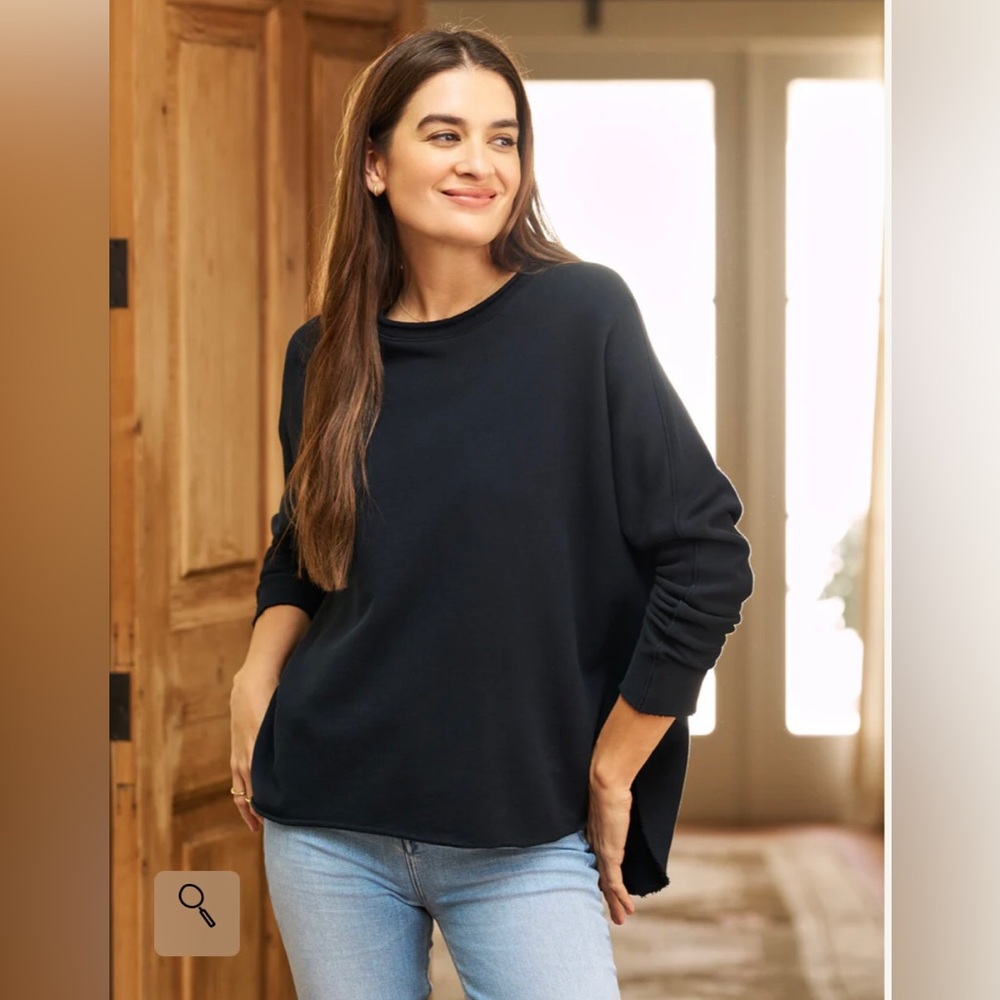 NWOT Frank & Eileen - ANNA Long-Sleeve Capelet - TRIPLE FLEECE  Navy (M)